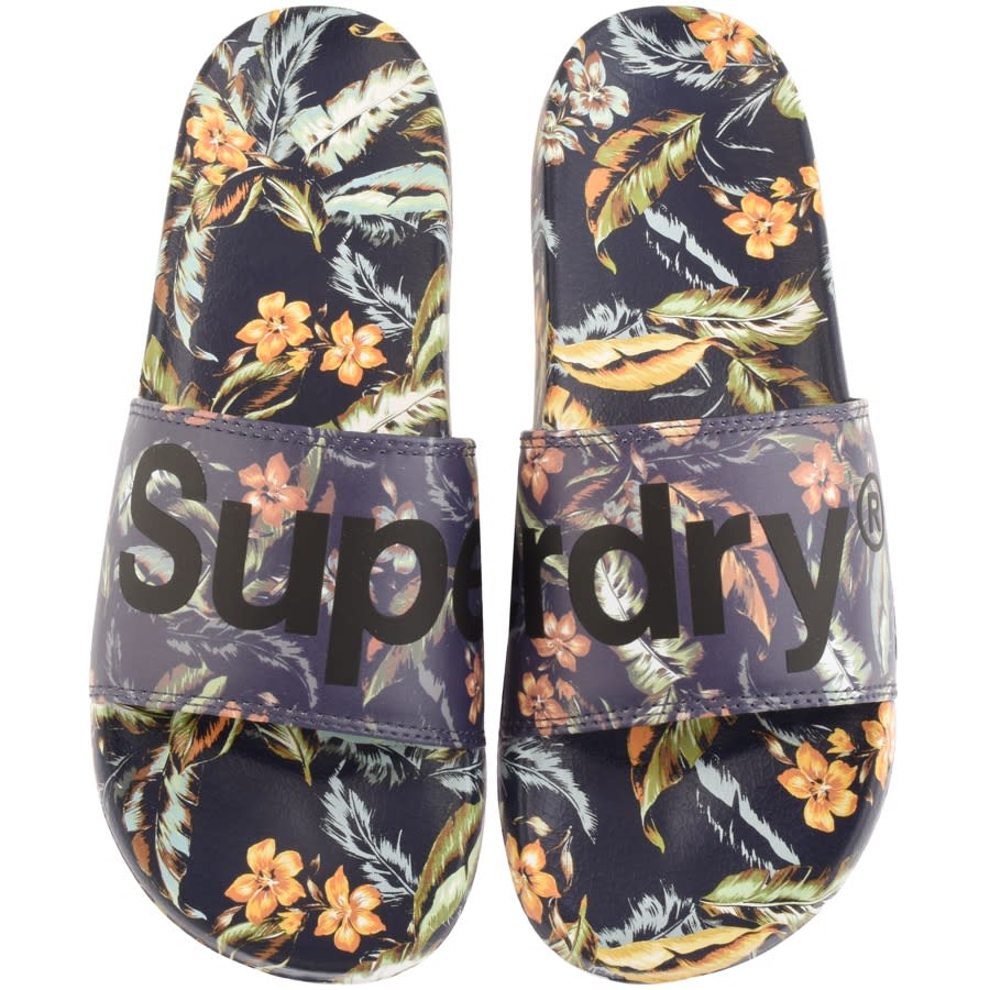 Alternative Image for ProductSuperdry Floral Pool Logo Sliders Navy1